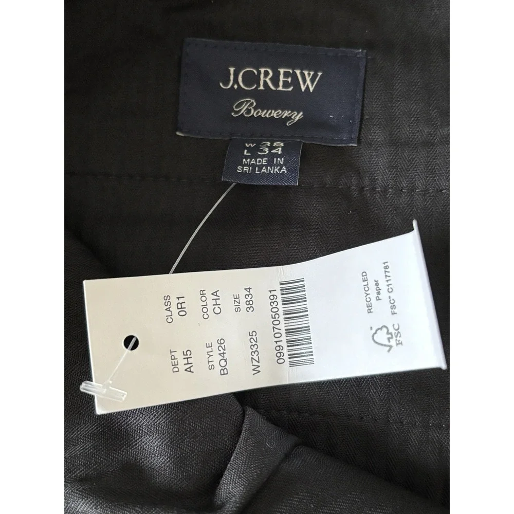J. Crew Men's‎ Bowery Dress Pants 38 x 34 NWT Gray Wool Blend